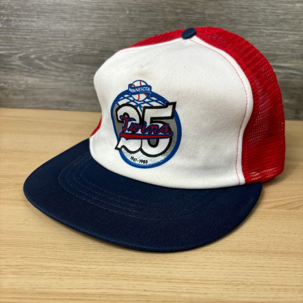 Vintage Minnesota Twins Hat Cap Snapback Red 25 Years USA Made 80s - Picture 3 of 11